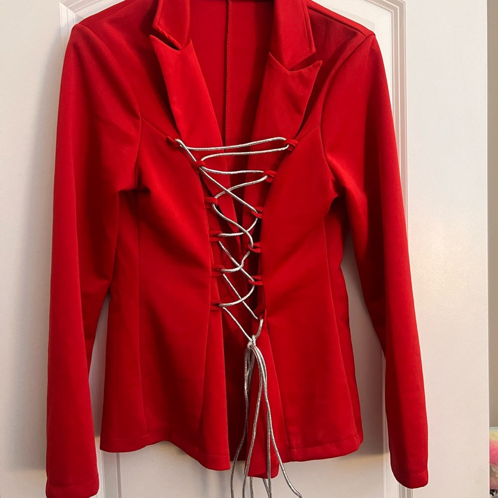 Red Lace-Up Women's Jacket